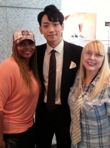 Tammy Harriel, Rain and Cyndi Lacefield on the set of "The Prince" in downtown Mobile on Wednesday, Dec. 5, 2013. (Cyndi Lacefield)